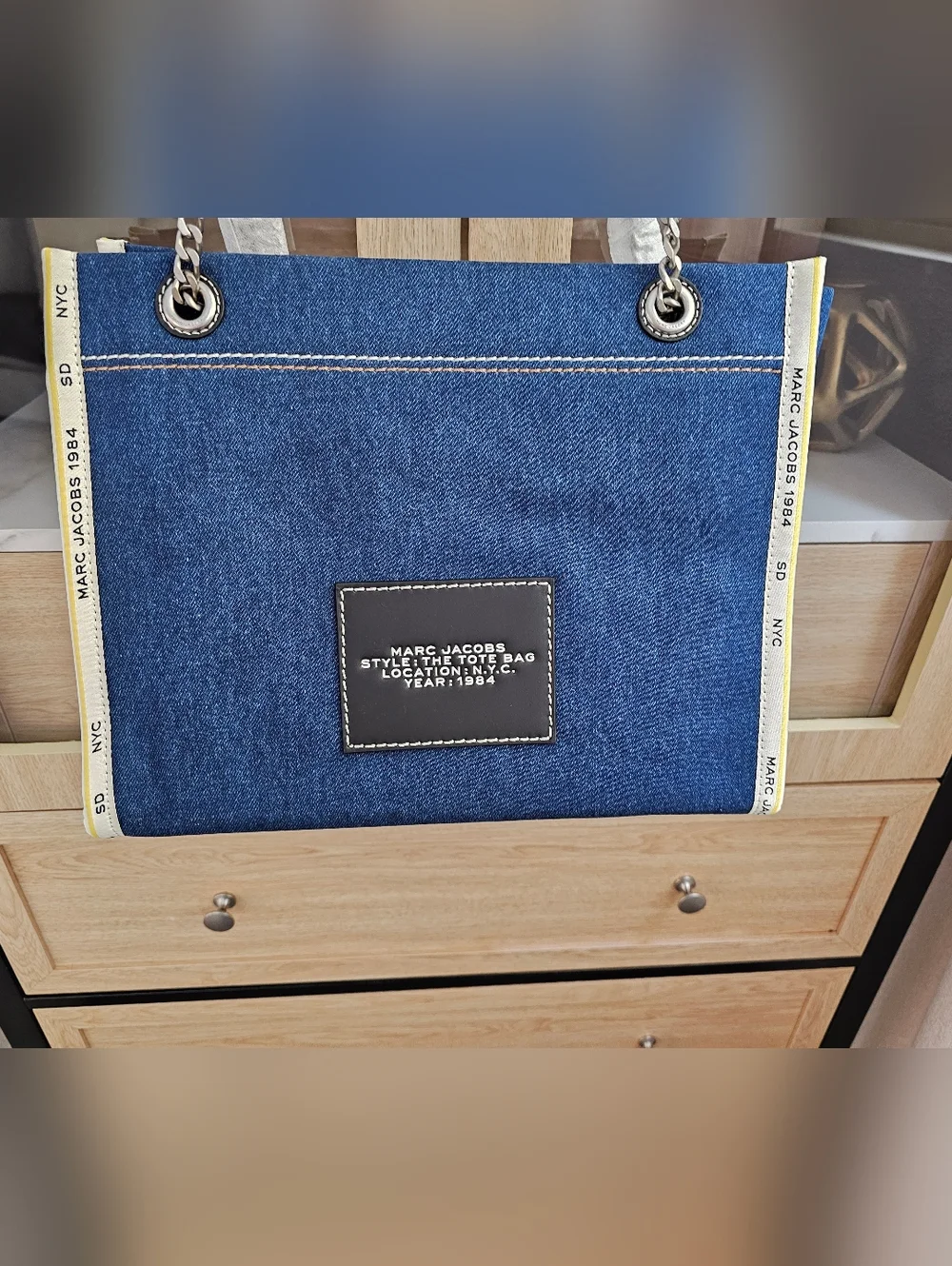 Marc Jacobs The Denim Chain Medium Tote Bag.